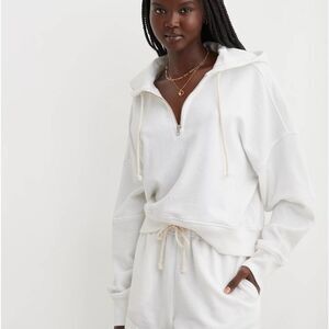 Aerie Restart Quarter Zip Hoodie White Small NWT in packaging‎